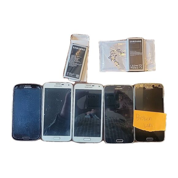Samsung Galaxy Verizon Cell Phones S3 and S5 Lot Of 5 and 2 Batteries - Picture 1 of 4